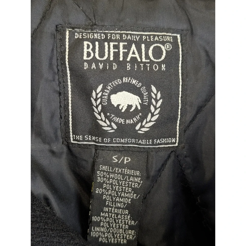 Buffalo David Bitton Mens Black Wool Blend Hooded Bomber Jacket Coat Small S/P